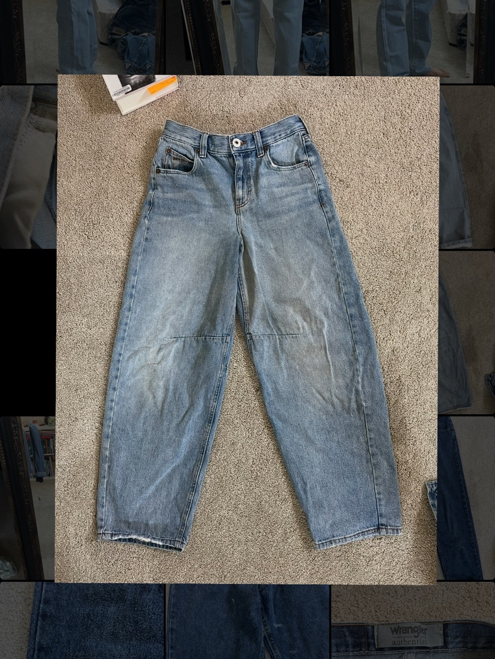 BDG Logan buckle baggy barrel jeans light wash 26x32 100% cotton